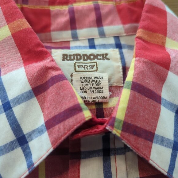 Vintage Ruddock Men's Long-Sleeve Shirt Red Plaid Western Shirt Pearl Snap sz M - Picture 11 of 16
